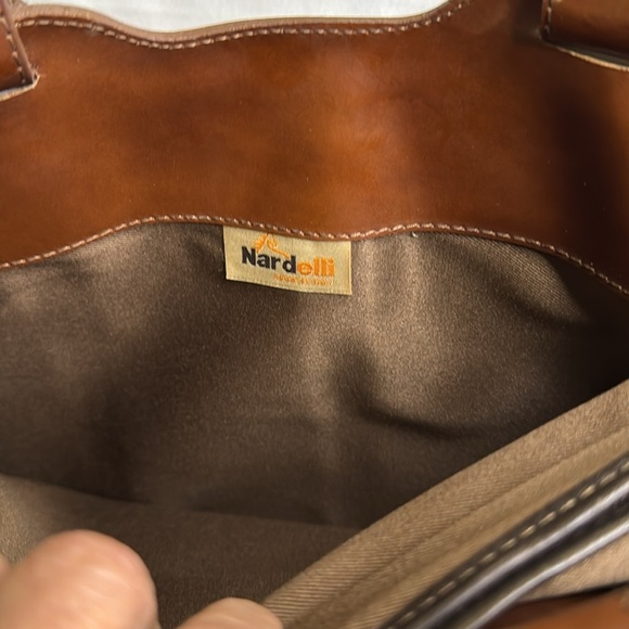 Nardelli made in Italy leather large crossbody brown bag - Picture 3 of 9